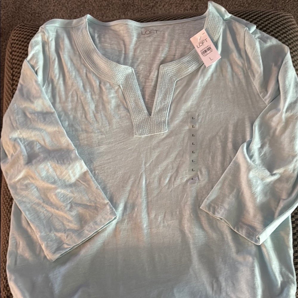 LOFT Soft Blue V-Neck Top
